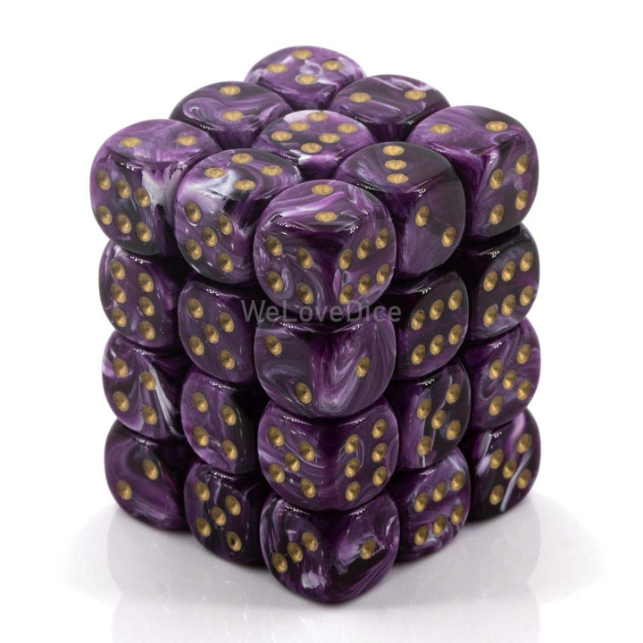 DND Dice Set-Chessex D&D Dice-12mm Vortex Purple and Gold Plastic Polyhedral Dice Set-Dungeons and Dragons Dice Includes 36 Dice – D6, Various (CHX27837)