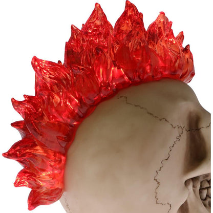 Hot-Headed Decorative Resin Skull Flame Mohawk 19cm 6
