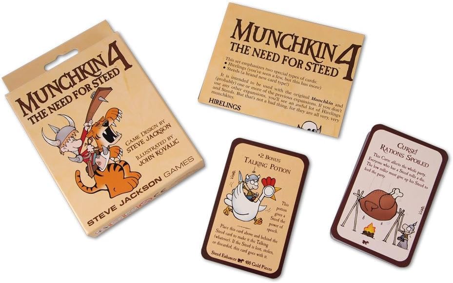 Munchkin 4 – The Need For Steed Card Game Expansion |112-Card Expansion | Adult, Kids, & Family Game | Fantasy Adventure RPG | Ages 10+ | 3-6 Players | Avg Play Time 120 Min | From Steve Jackson Games 2