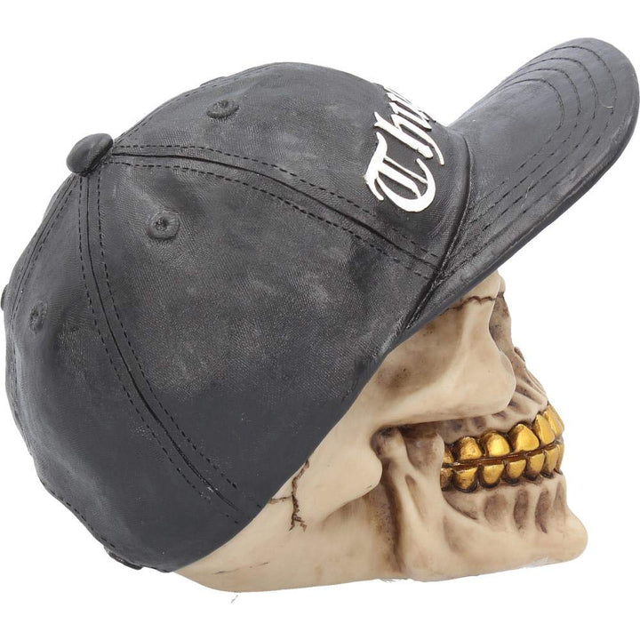 Thug Life Skull with Gold Teeth and Baseball Cap Figurine 15.8cm