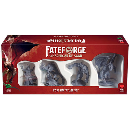 Mighty Boards: Fateforge Chronicles of Kaan: Boss Miniatures Set - 4 Unpainted Figures, Board Game Upgrade, Expansion Accessories, Co-Op Adventure 1
