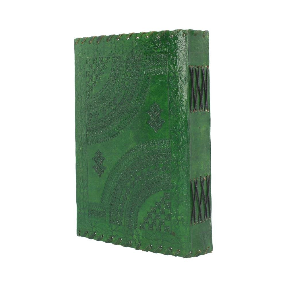 Real Leather Greenman Green Embossed Journal with Lock 25 x 18cm