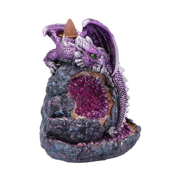 Crystalline Protector Purple Dragon Geode Backflow Incense Burner 14.2cm