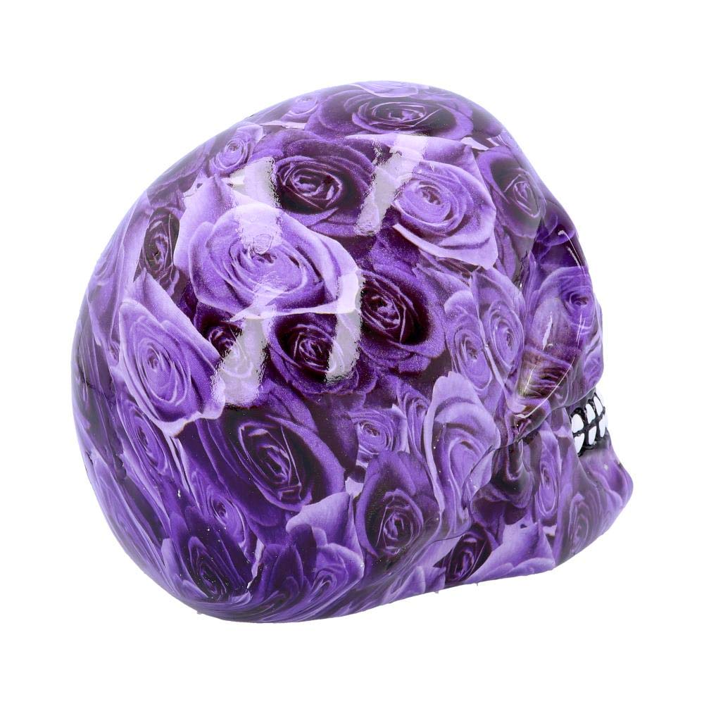 Purple Rose Romance Skull Ornament 18cm