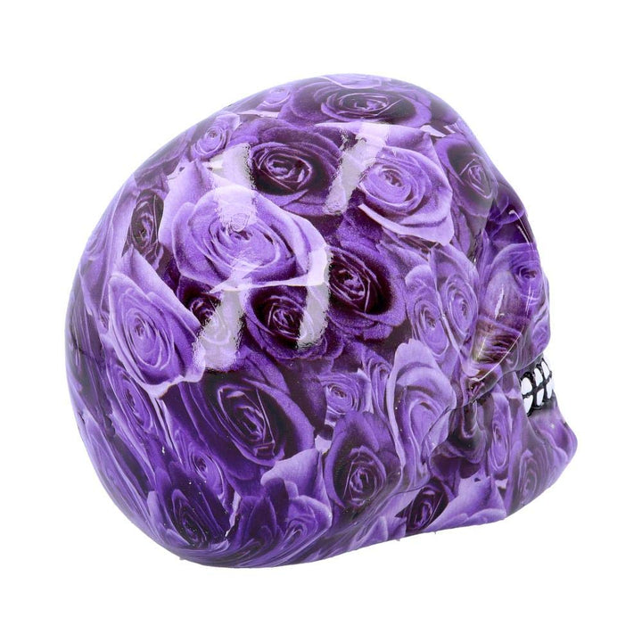 Purple Rose Romance Skull Ornament 18cm