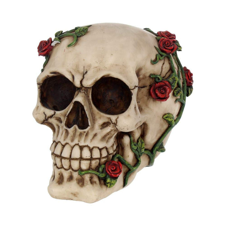 Rose From Beyond 15cm Gothic Vine Covered Skull Figurine