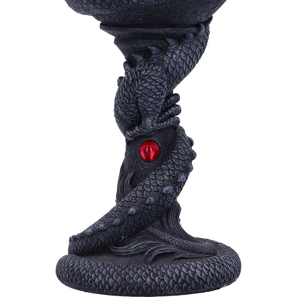 Black Chinese Dragon Coil Goblet Wine Glass 20cm
