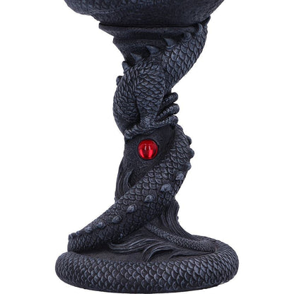Black Chinese Dragon Coil Goblet Wine Glass 20cm 6