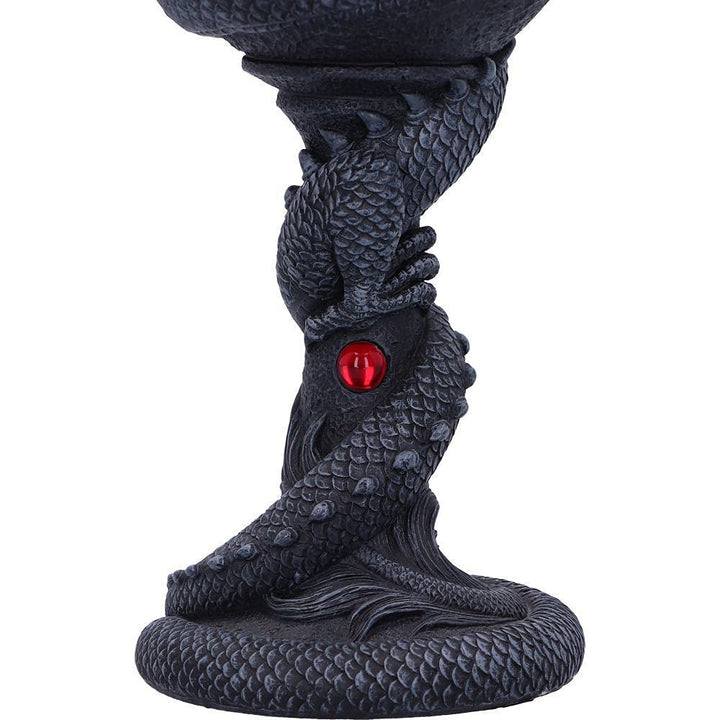 Black Chinese Dragon Coil Goblet Wine Glass 20cm