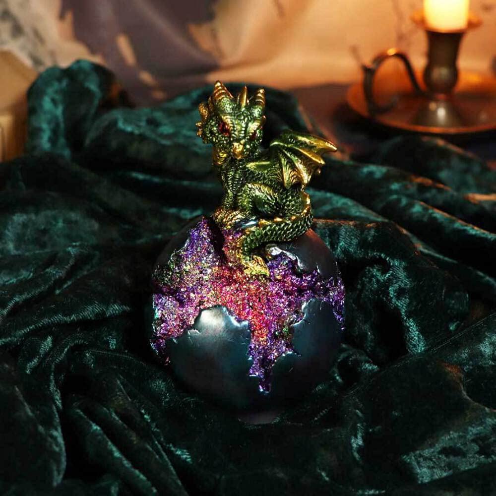 Geode Guard Green Dragon Sphere Crystal Figurine 12.7cm