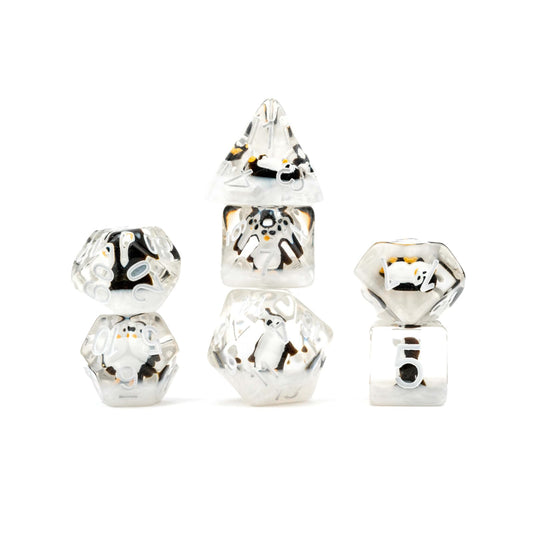Resin Poly Dice Set Penguin Dice Gaming Accessory by Metallic Dice 1
