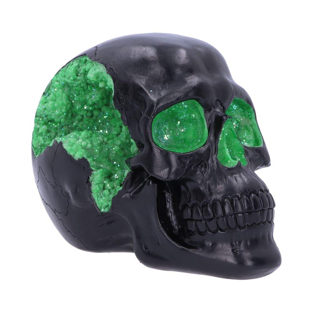 Geode Skull Black Green Gothic Glitter Figurine 17cm 2