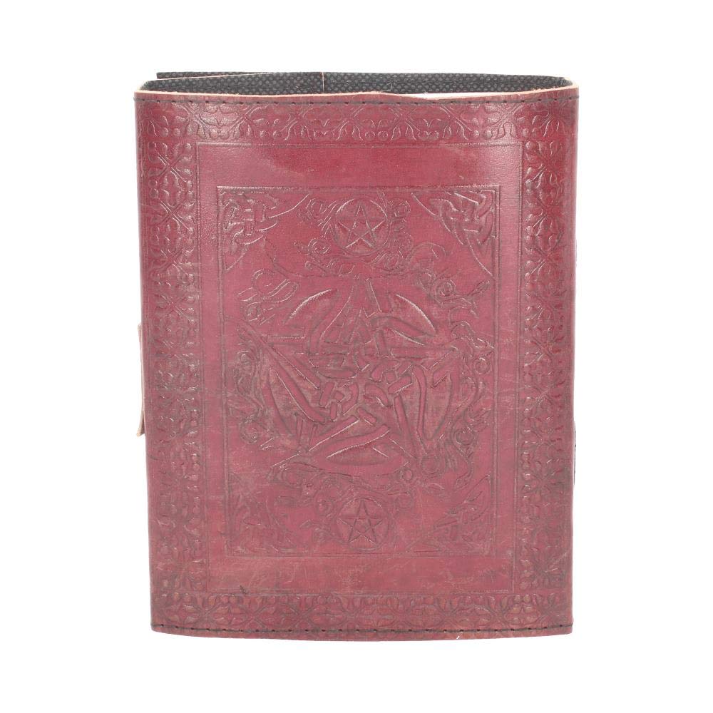 Lockable Pentagram Red Leather Journal 15 x 21cm w/lock