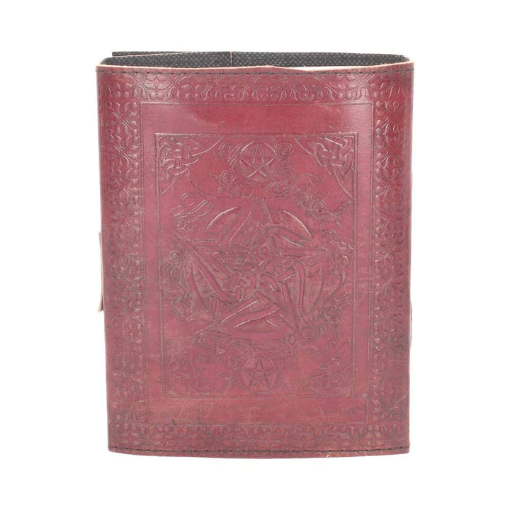 Lockable Pentagram Red Leather Journal 15 x 21cm w/lock