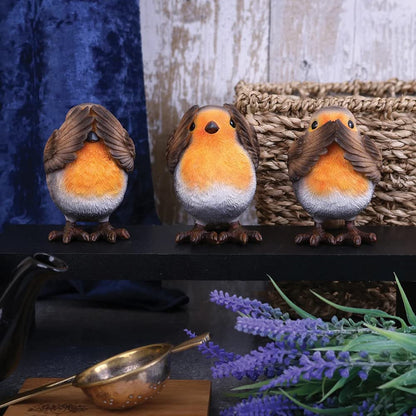 Three Wise Robin Figurines 8cm Robins 6