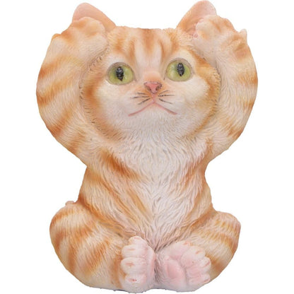 Three Wise Ginger Cats Figurines Set of 3 a See No Hear Speak 8.5cm 6