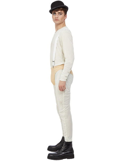 Cult Classic Clockwork Orange Costume Mens White Bodysuit Pants Braces and Hat 3