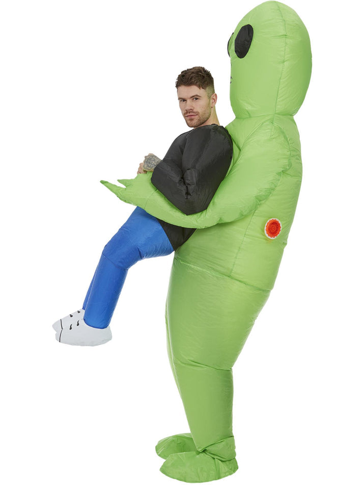 Inflatable Alien Abduction Costume Green All in One Self Inflating Fan 2
