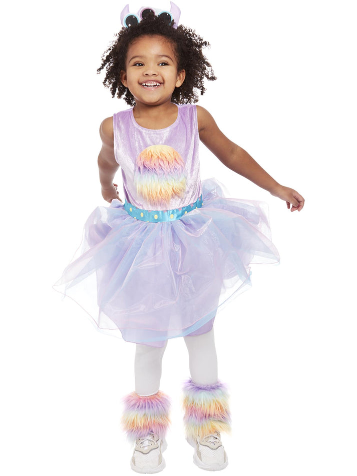 Toddler Cute Monster Costume Purple Dress Leg Warmers And Headband