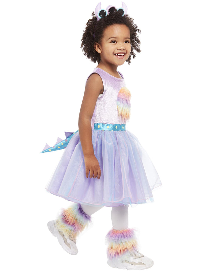 Toddler Cute Monster Costume Purple Dress Leg Warmers And Headband