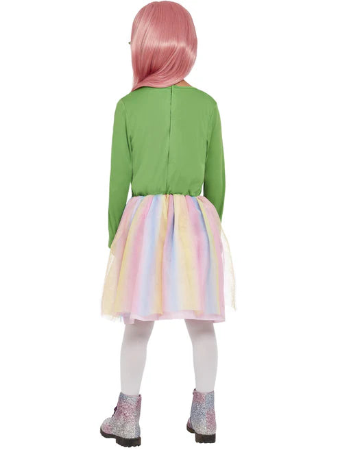 Alien Costume Green Dress for Girls with Hair Clips