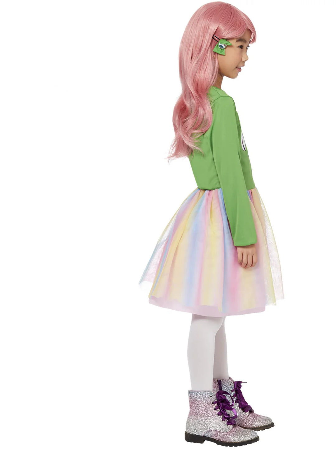 Alien Costume Green Dress for Girls with Hair Clips
