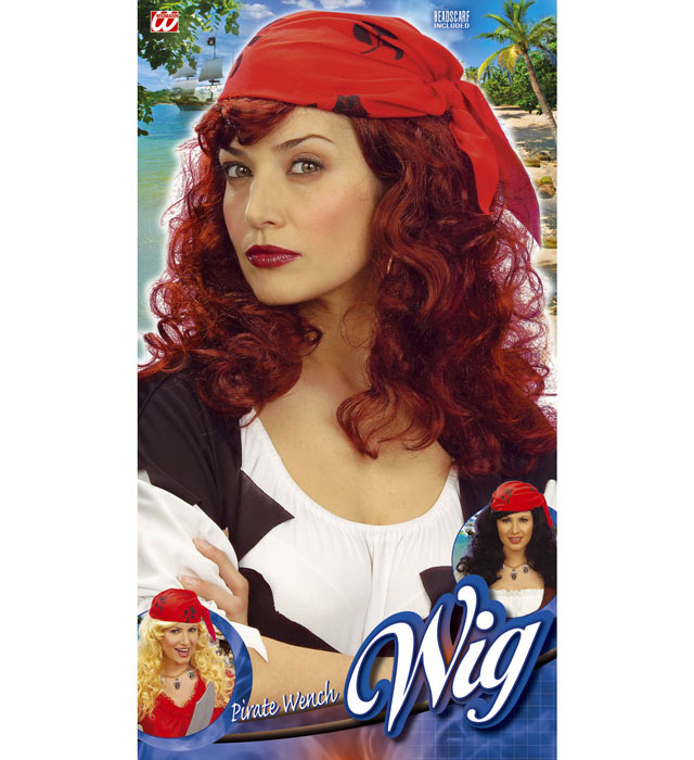 Pirate Wench Wig With Headscarf In Polybag - 3 Colors Ass.