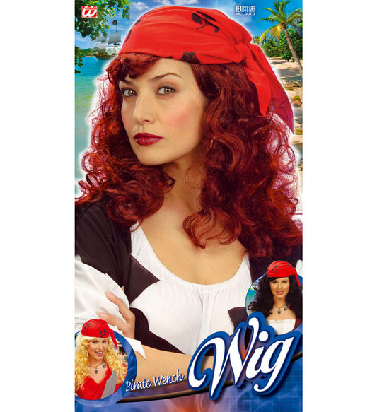 Pirate Wench Wig With Headscarf In Polybag - 3 Colors Ass.