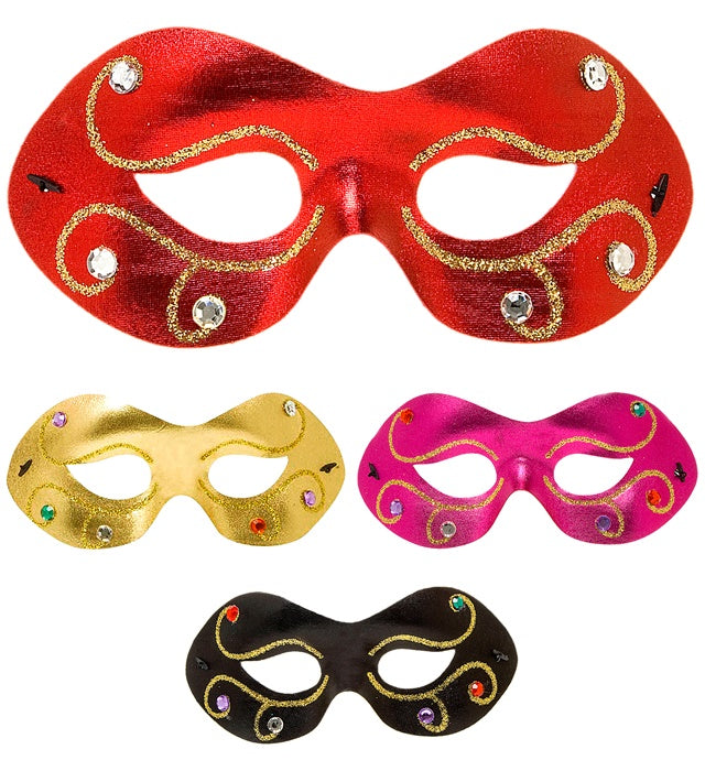 Jewelled Metallic Fabric Eyemask4 Colors Ass.: 4 Black, 4 Gold, 2 Red, 2 Pink