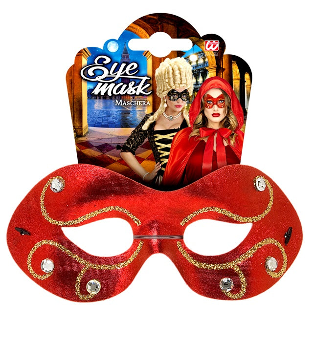 Jewelled Metallic Fabric Eyemask4 Colors Ass.: 4 Black, 4 Gold, 2 Red, 2 Pink