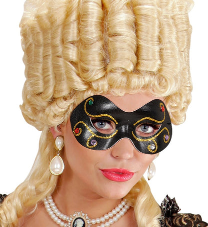 Jewelled Metallic Fabric Eyemask4 Colors Ass.: 4 Black, 4 Gold, 2 Red, 2 Pink
