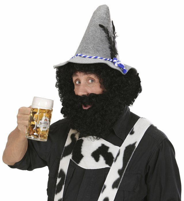 Knecht Ruprecht Wig & Beard Black - In Polybag