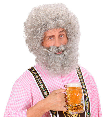 Captain Curly Wig & Beard Grey- In Polybag