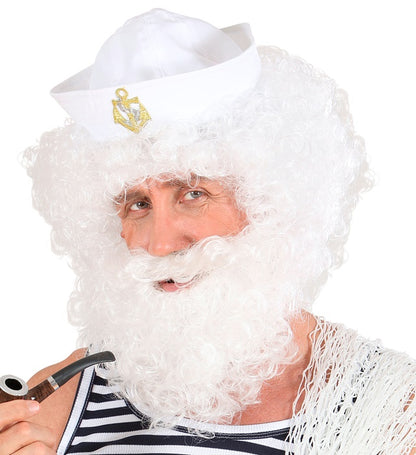 Character Curly Wig & Beard White - In Polybag