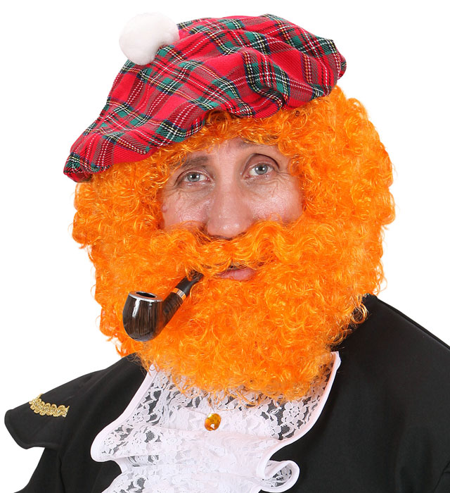 Scots And Irish Curly Wig & Beard Orange - In Polybag