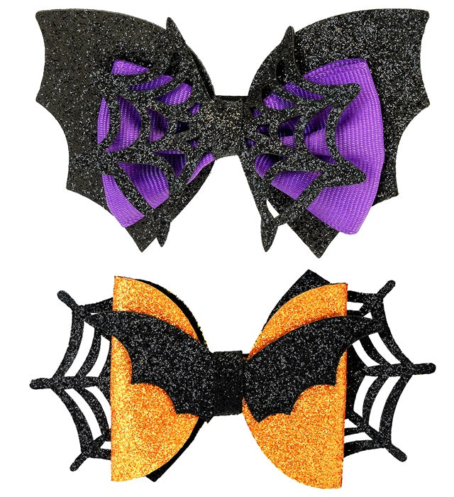 Hair Clip Bat / Spiderweb Bow Child Size - 2 Styles Assorted