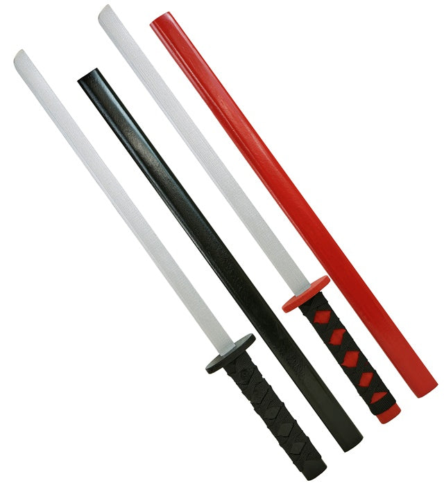 Set Of 2 Katana With Scabbard Ninja Wood Black & Red 72 Cm