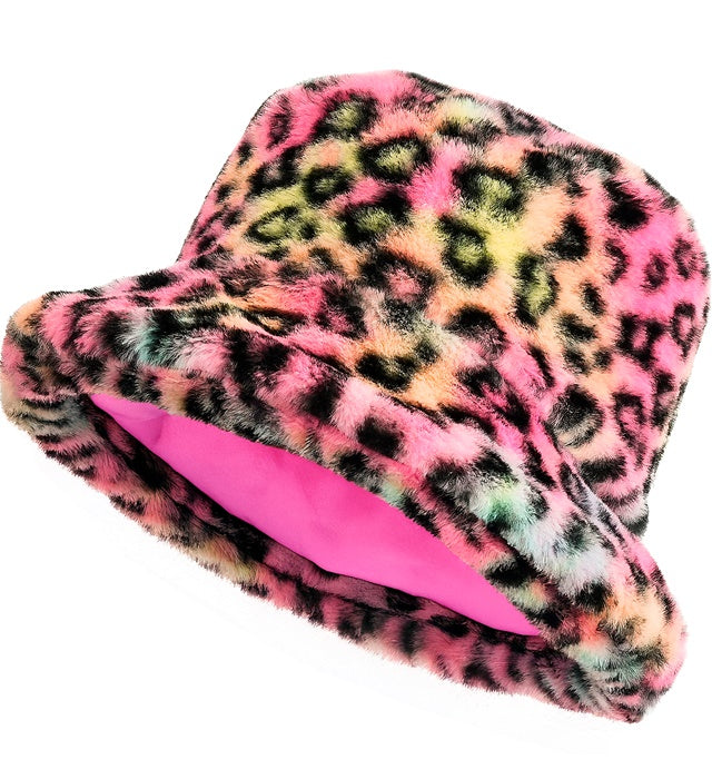 Bucket Hat Plush Animalier Multicolor