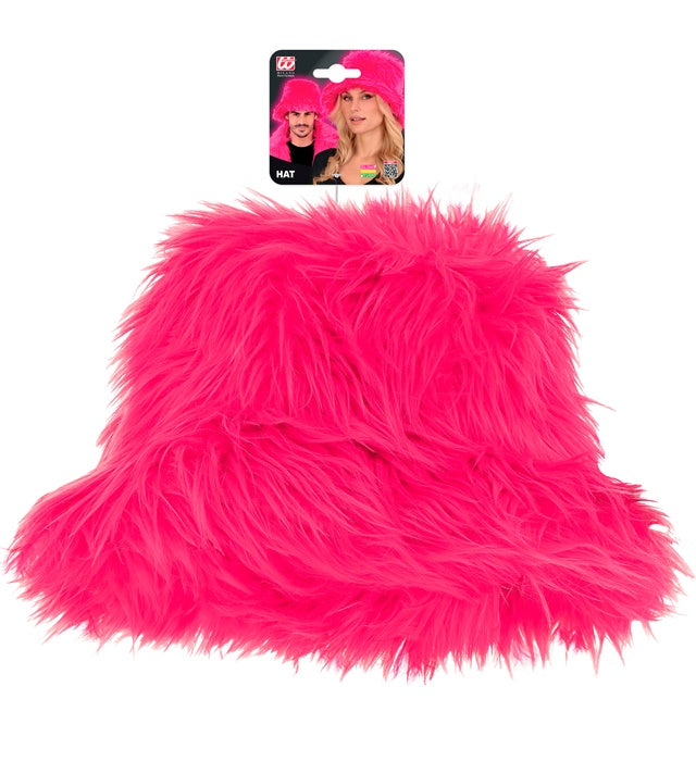 Bucket Hat Plush Neon Pink