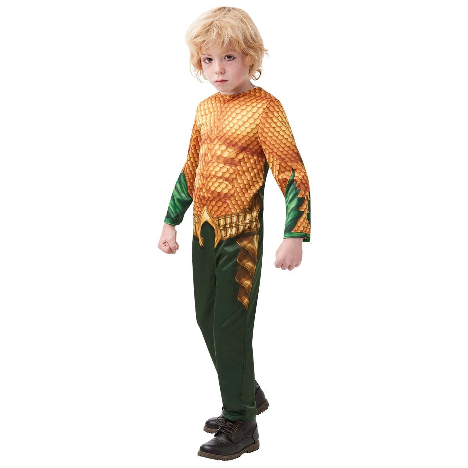 Aquaman Costume Kids Gold Jumpsuit 1