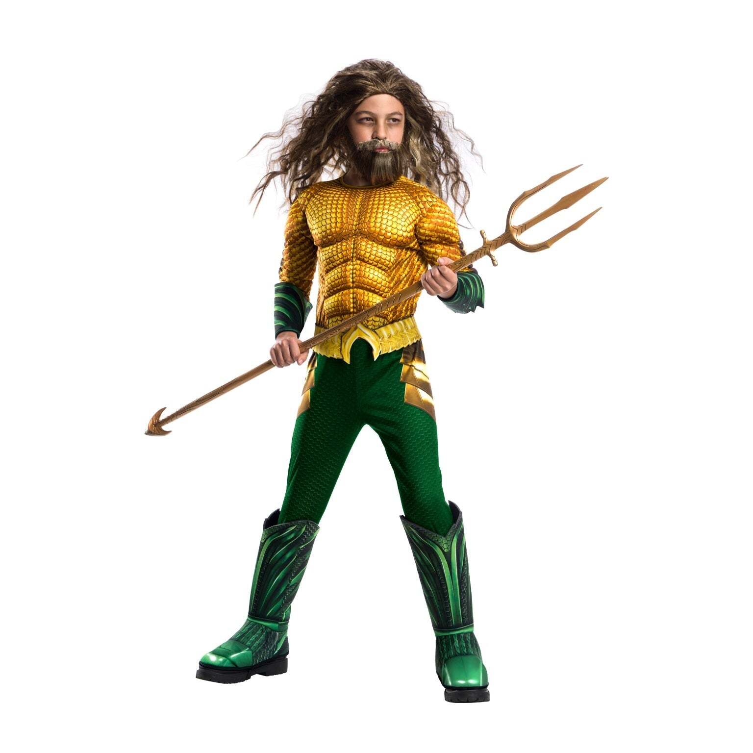 Aquaman Costume Boys Gold Green Suit 1