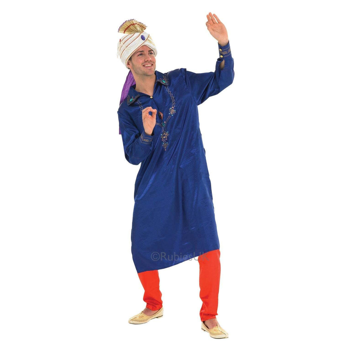 Bollywood Man Blue & Red Costume 1