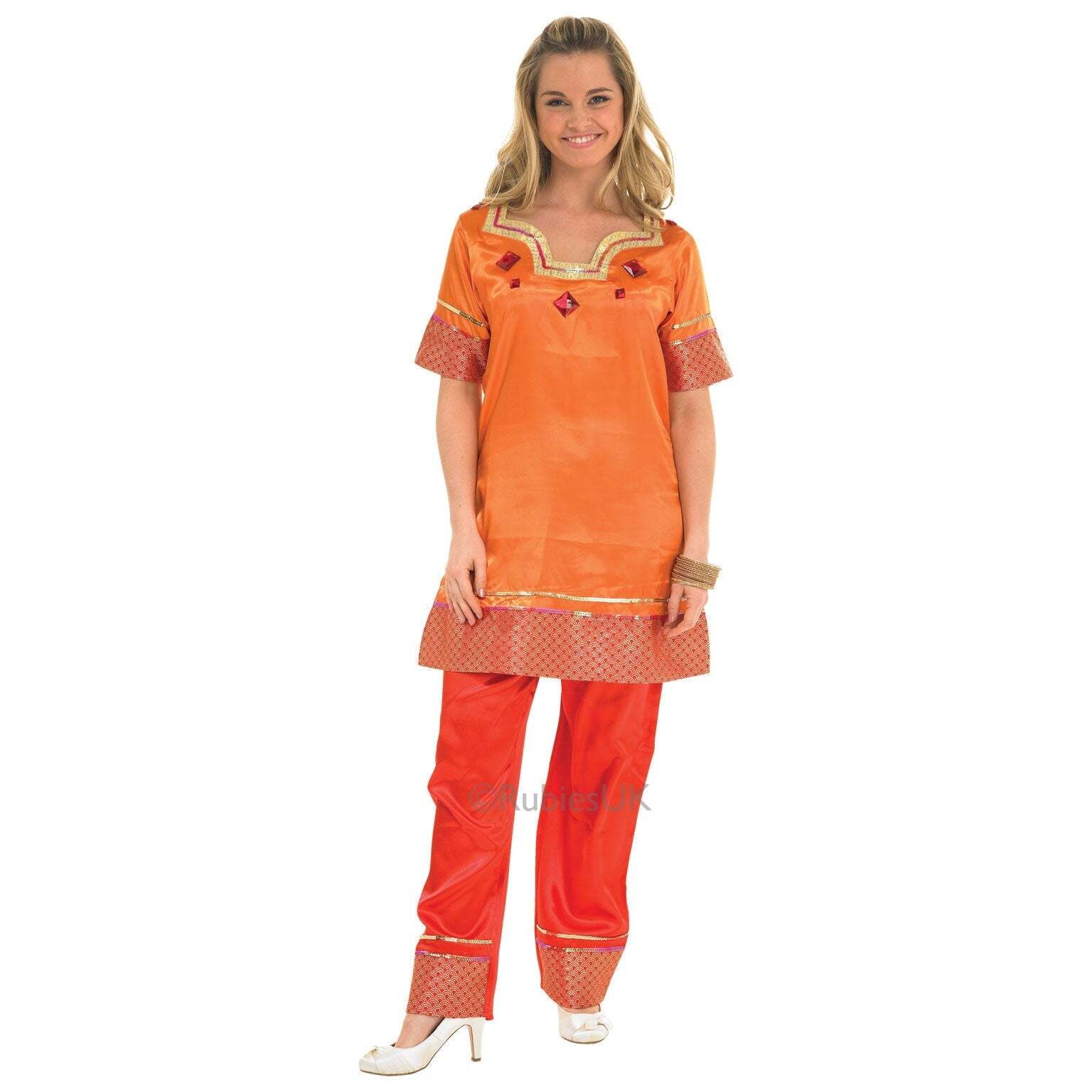 Bollywood Leading Lady Orange Tunic Set Costume 1