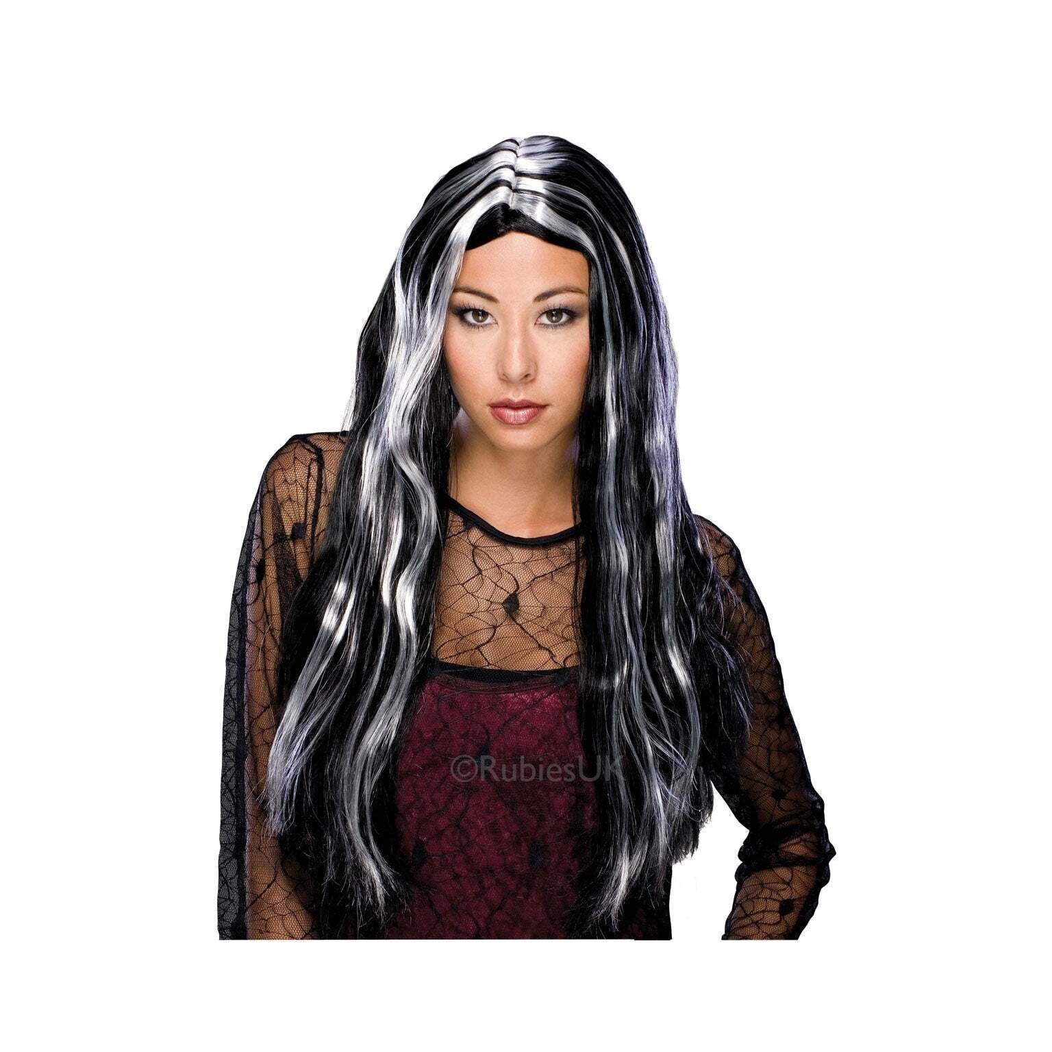 Witch Wig Bk Grey Streak 1
