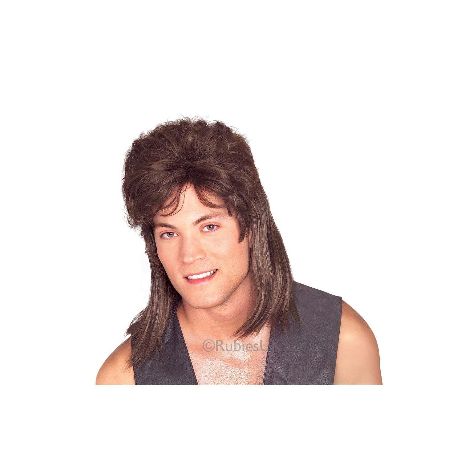 Mullet Wig Brown 80s Bogan 1