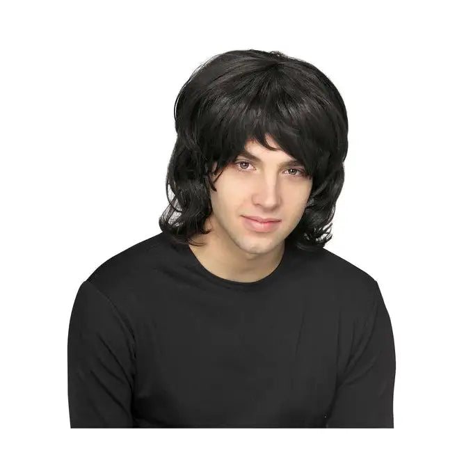 70s Mens Shag Wig Black Costume Accessory 1
