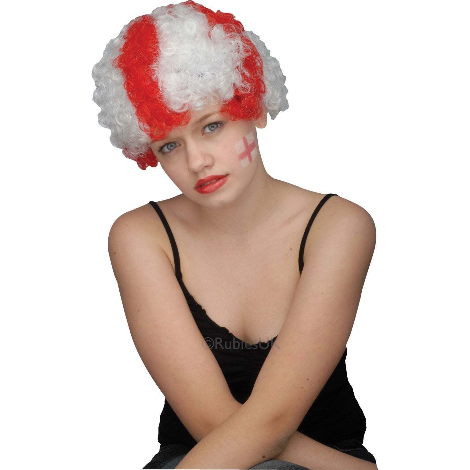 Uk Sports Fanatic Wig Red White 1