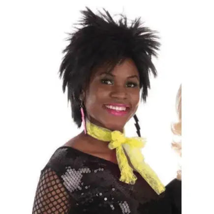 80s Neon Yellow Lace Scarf Costume Accessory 1