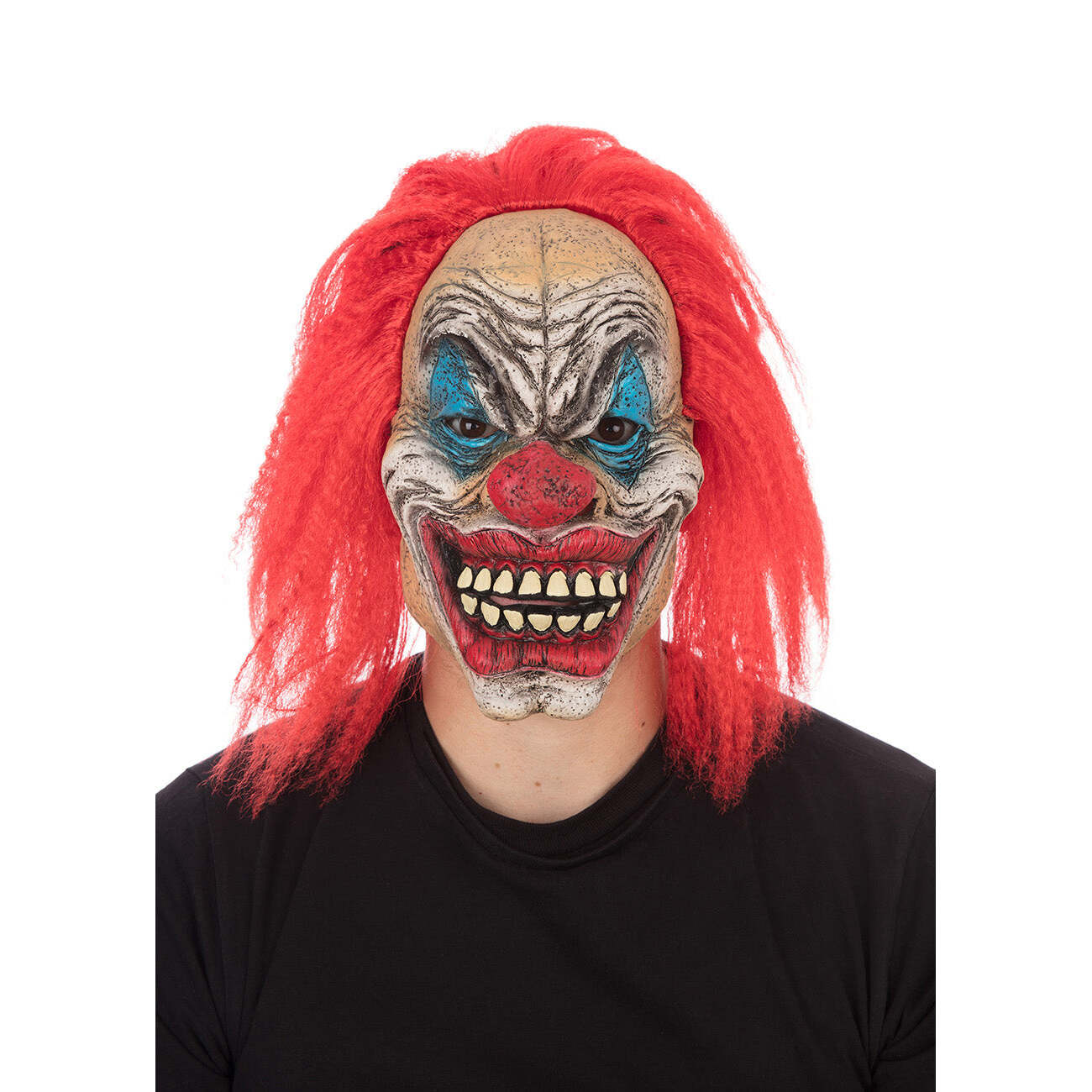 Circus Creep Clown Mask with Red Hair 1