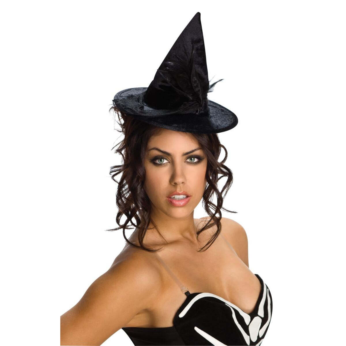Black Mini Velour Witch Hat 1
